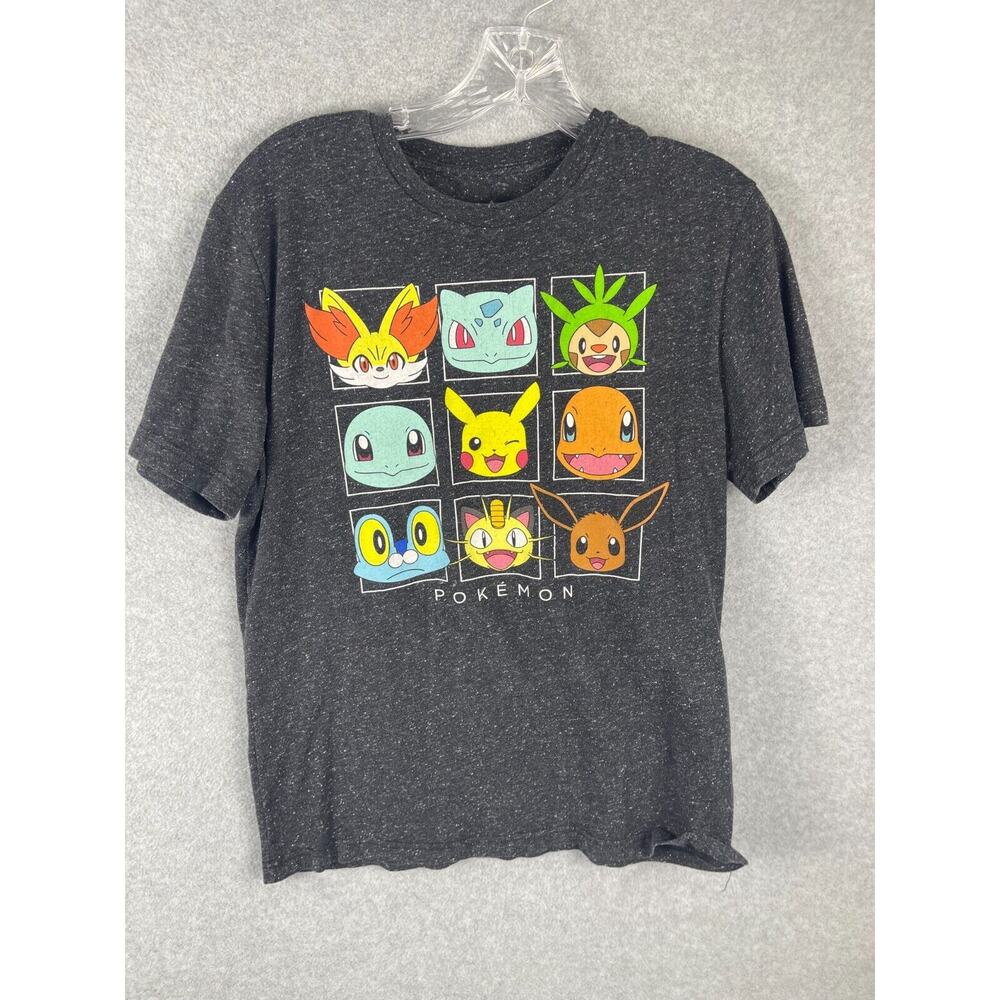 Pokemon T Shirt Men's Size S Gray Stone Wash Character Montage Tee‎